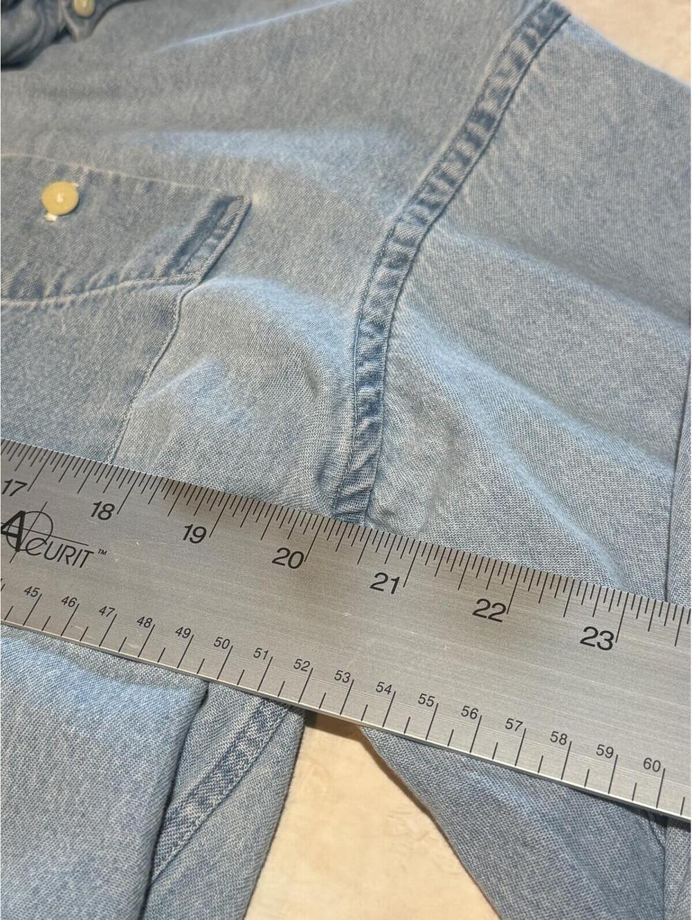 Cutter & Buck Shirt Mens L Light Blue Denim Long Sleeve Button Up Pfizer Logo - Picture 6 of 11